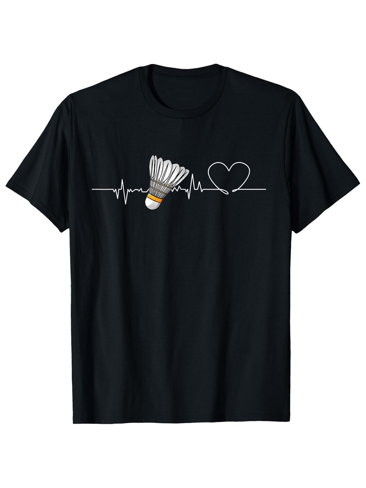 Men's Graphic T-Shirt Heartbeat Line With A Shuttlecock And Simple Heart