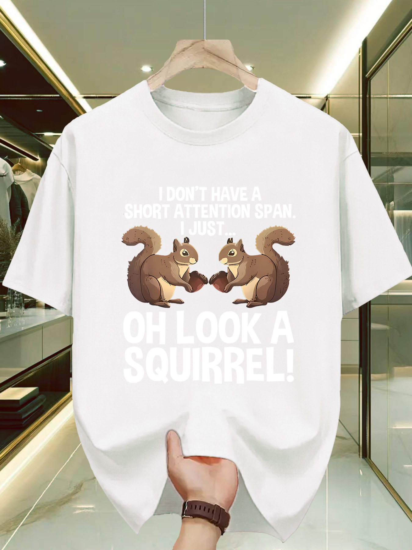 Men's Graphic T-Shirt Oh Look A Squirrel With Nutty Friends Playing On Grass Squirrel
