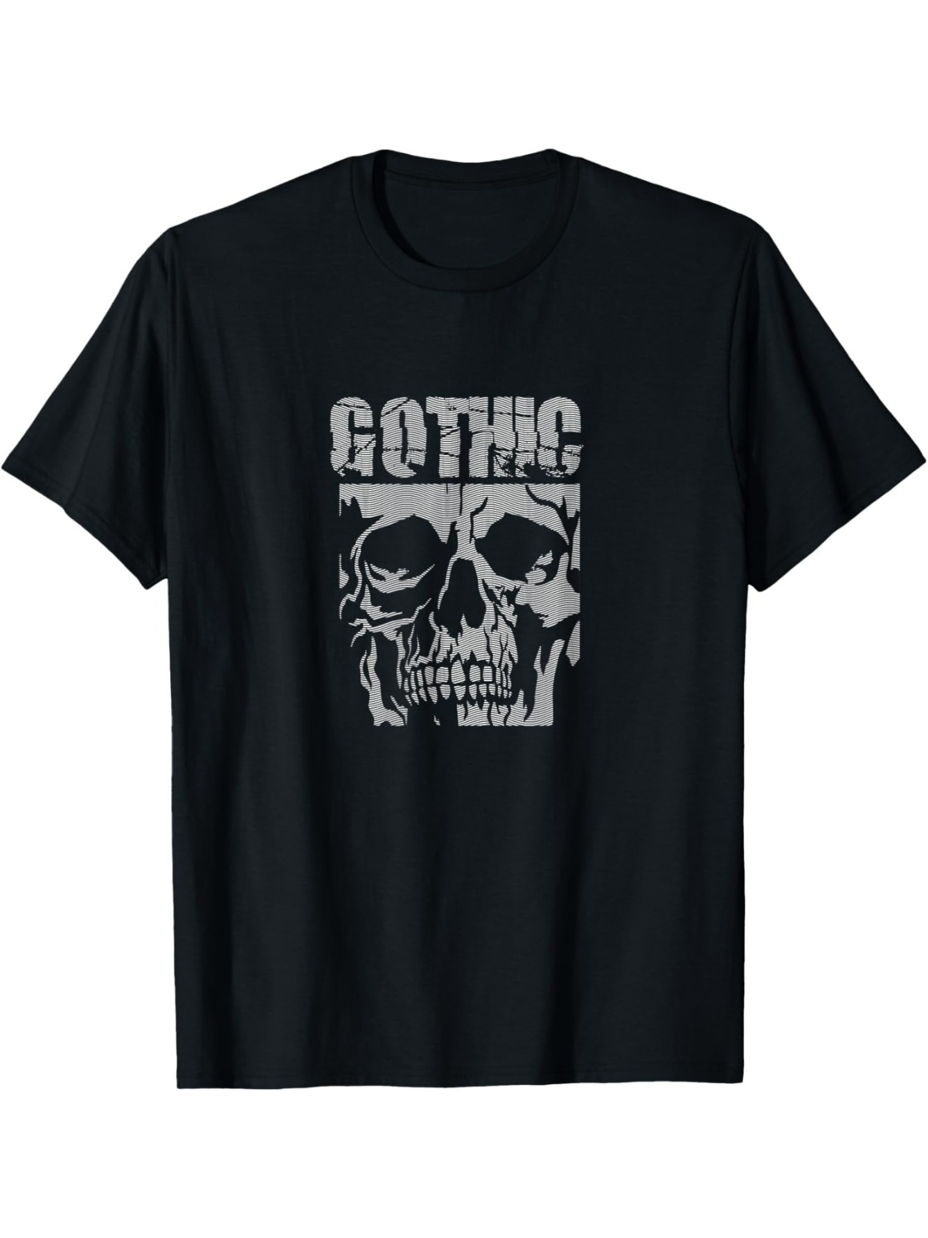 Men's Graphic T-Shirt Gothic Typography With Distressed Grunge Skull Illustration Night Skull