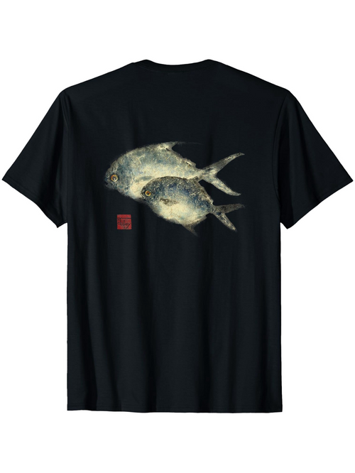 Men's Graphic T-Shirt Traditional Ink Wash Style Double Fish Swimming Underwater Fish