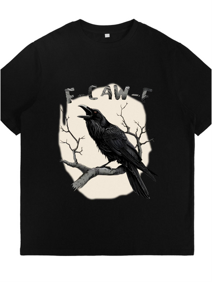 Men's Graphic T-Shirt Caw Eerie Full Moon Branches With Black Raven