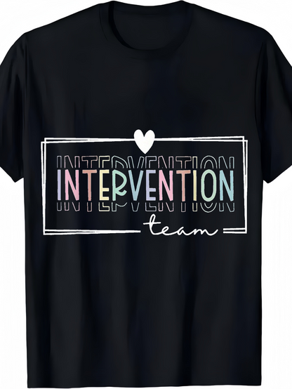 Men's Graphic T-Shirt Colorful Lettering With Framed Heart And Handwritten Words Intervention Team