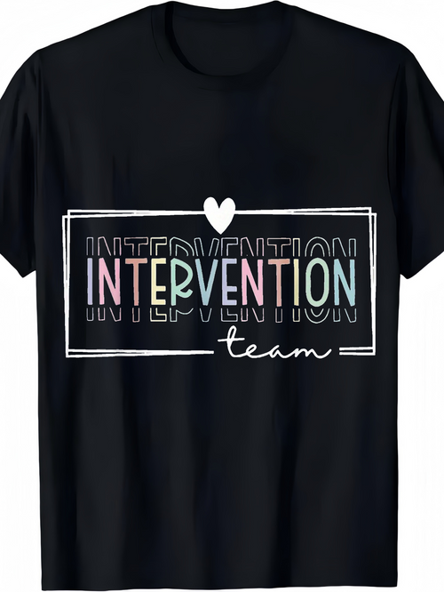 Men's Graphic T-Shirt Colorful Lettering With Framed Heart And Handwritten Words Intervention Team