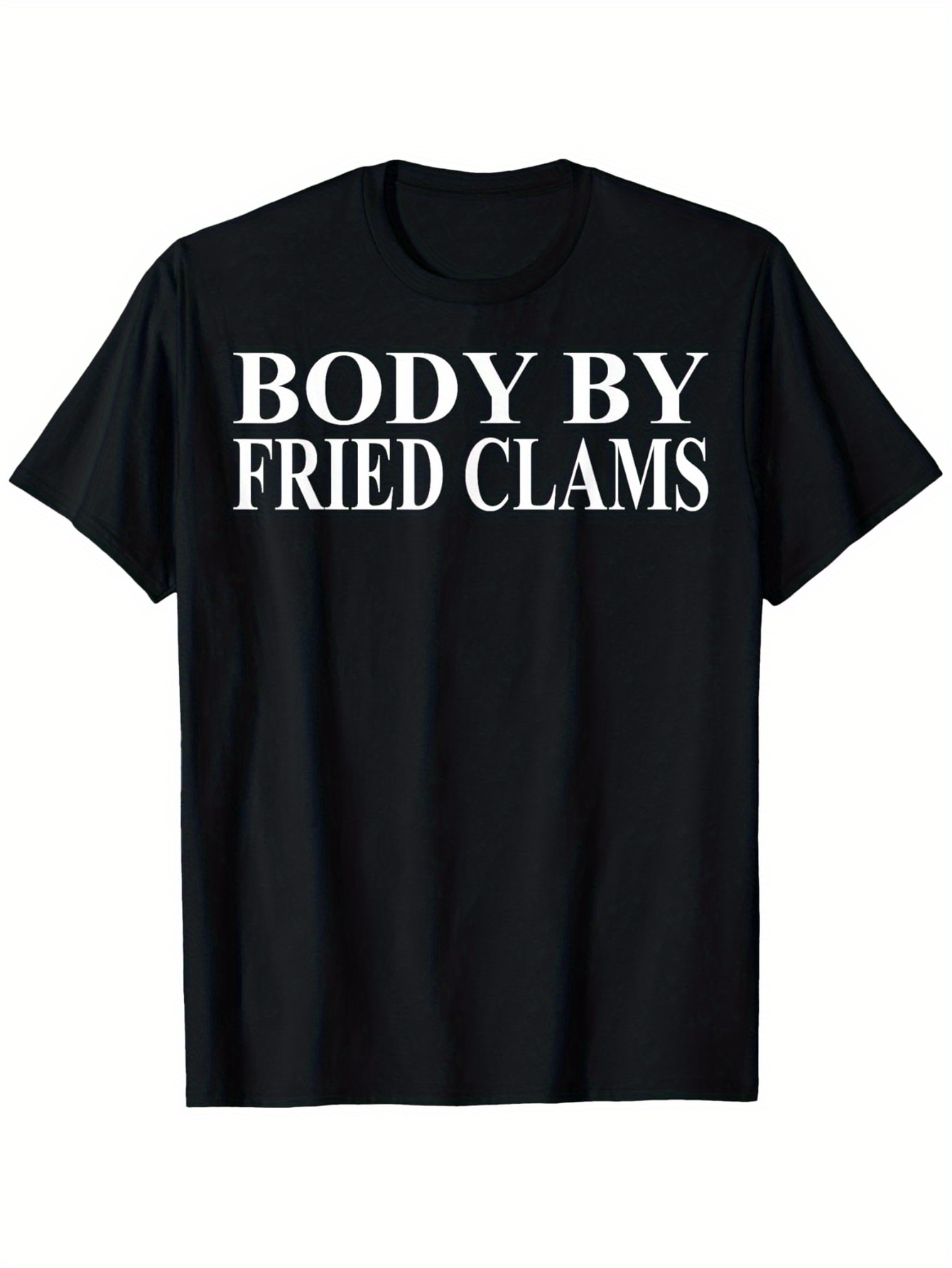 Men's Graphic T-Shirt Body By Fried Clams Bold Typeface On Classic Black Shirt