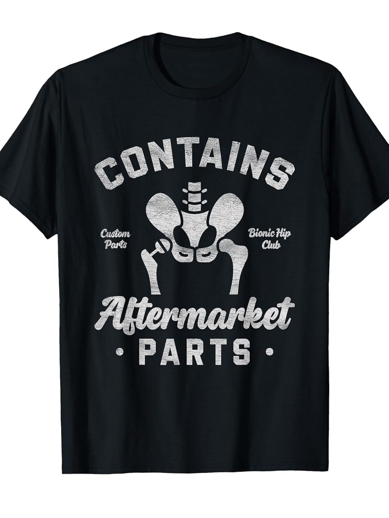 Men's Graphic T-Shirt Contains Aftermarket Parts With Vintage Skeleton Among Bone Hip Joint