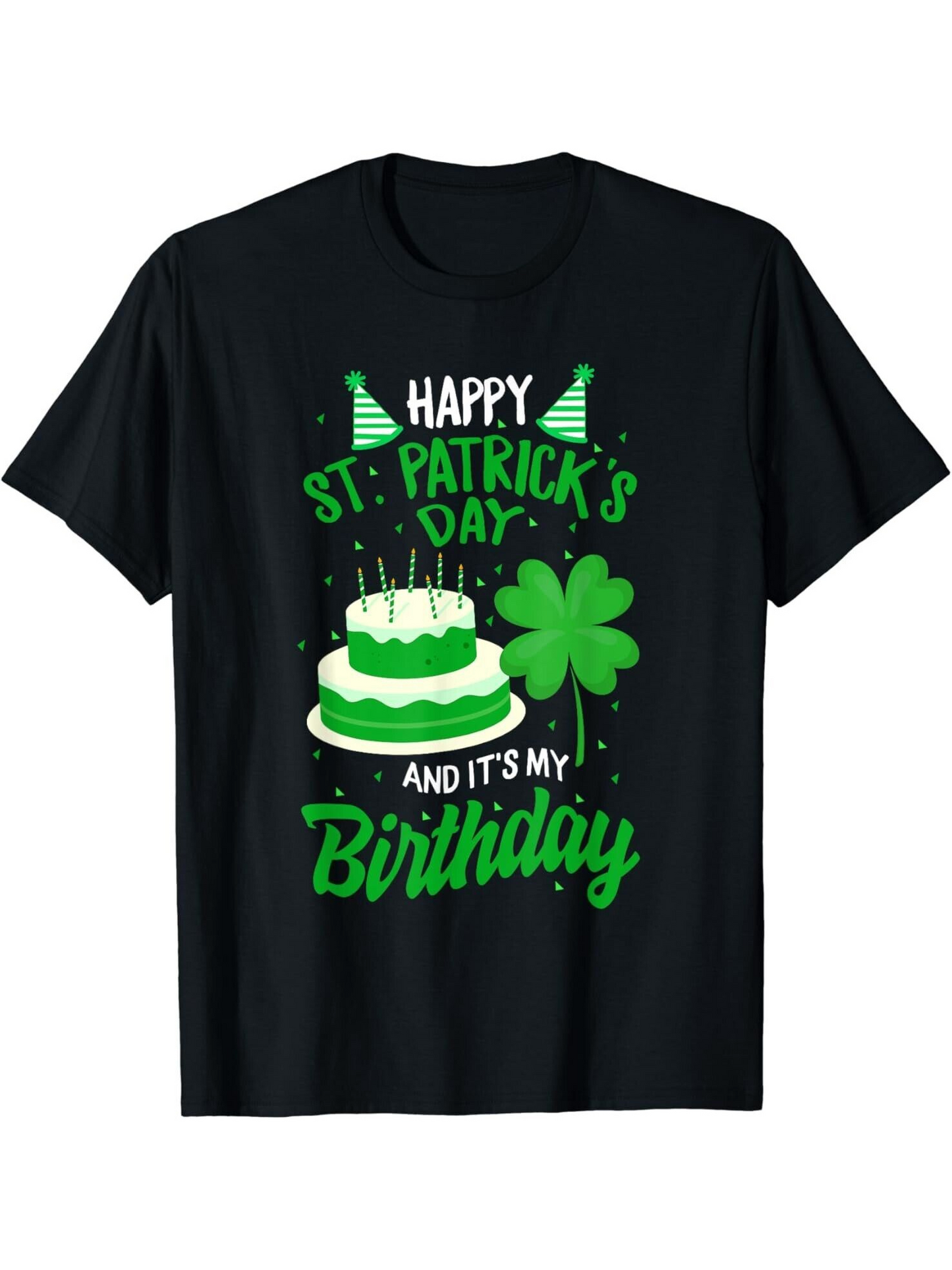 Men's Graphic T-Shirt Happy St Patrick's Day Birthday Cake Among Party Hats And Shamrock