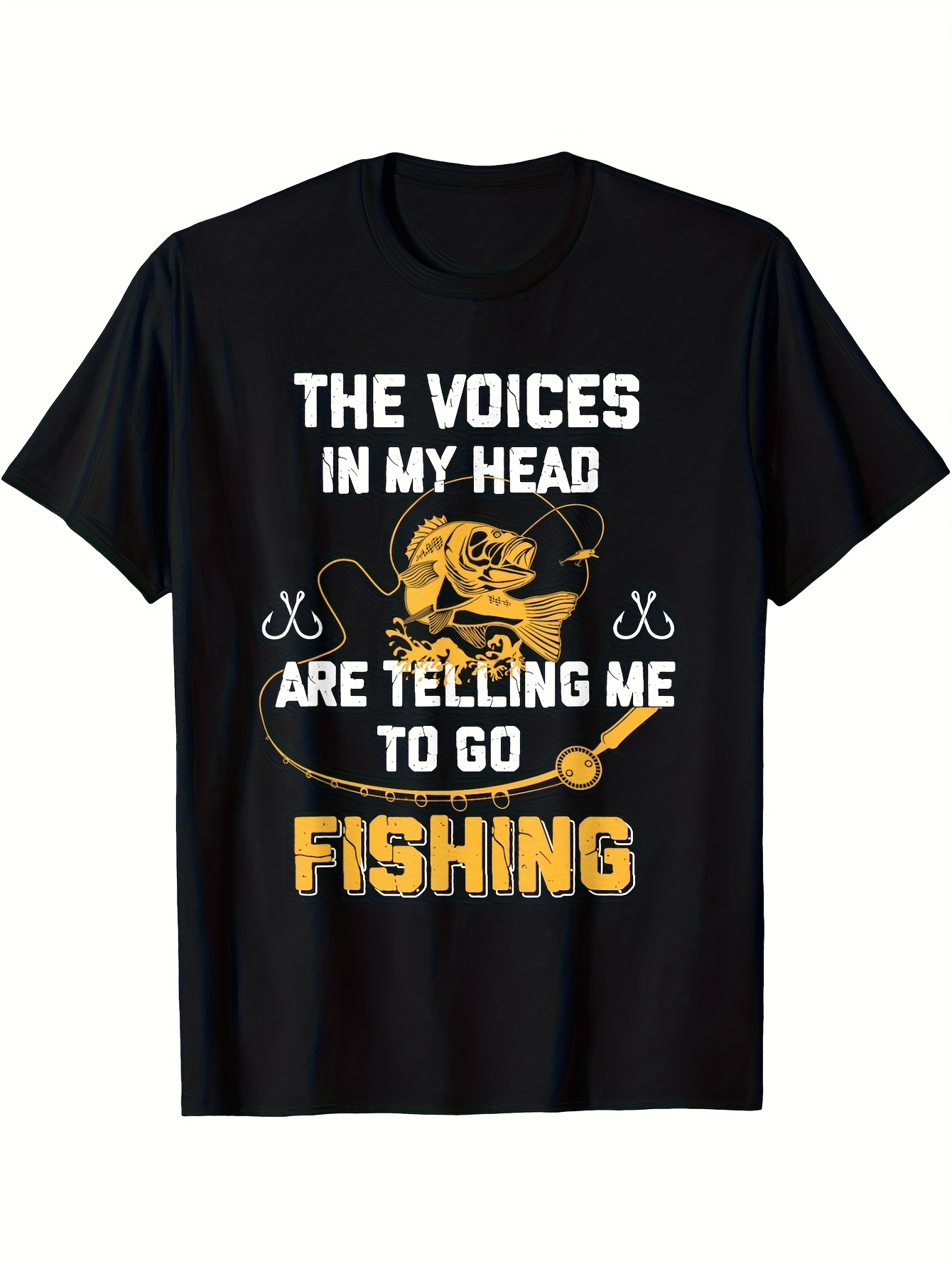Men's Graphic T-Shirt The Voices In My Head With Fishing Rods Splashing Water Over Lively Fish