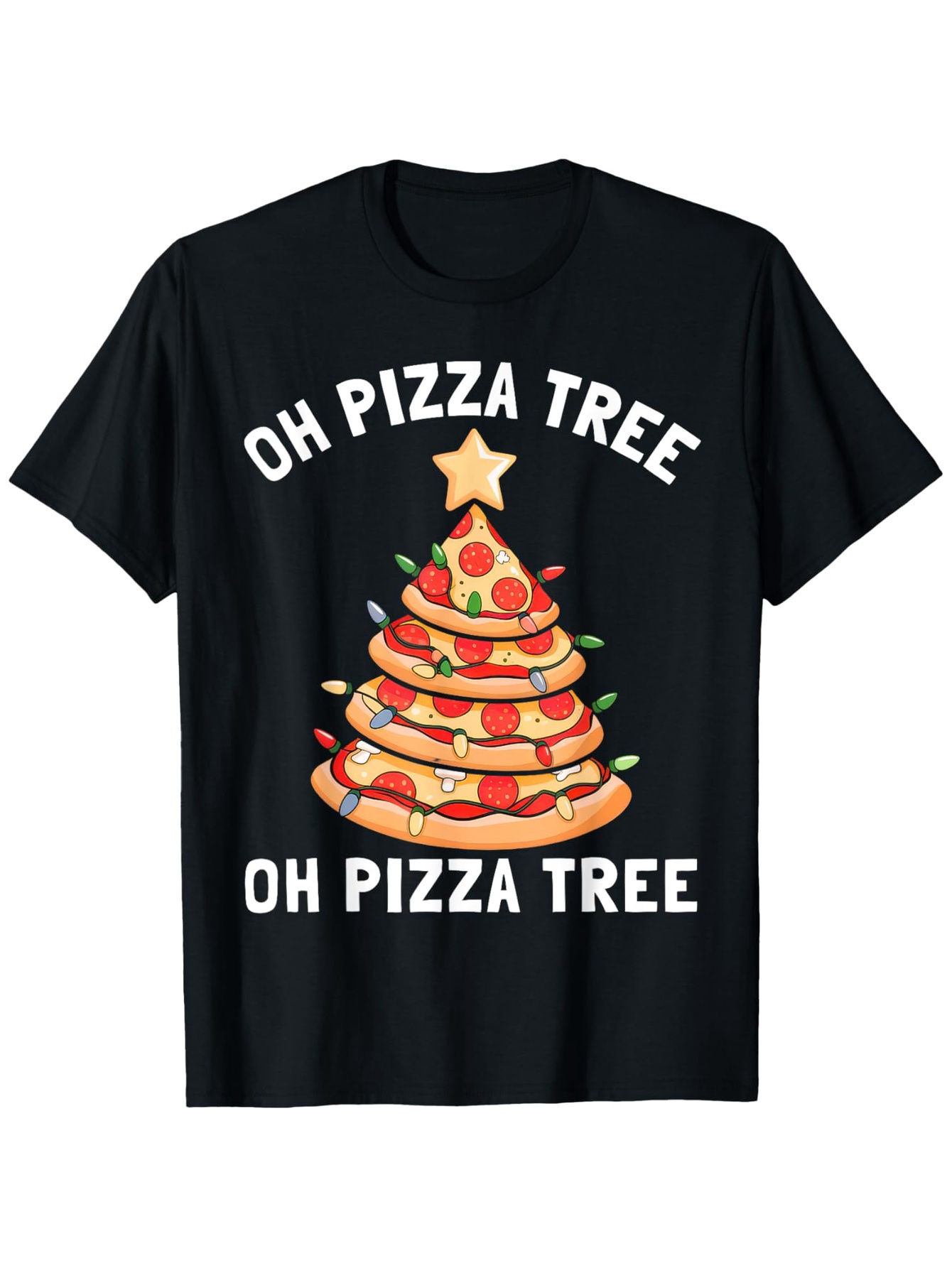 Men's Graphic T-Shirt Oh Pizza Tree With Festive Decorations Christmas Shaped Pizza Tree