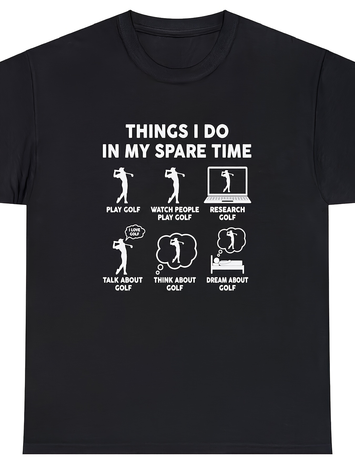 Men's Graphic T-Shirt Things I Do In My Spare Time Cartoon Golf Activities Icons T Shirt