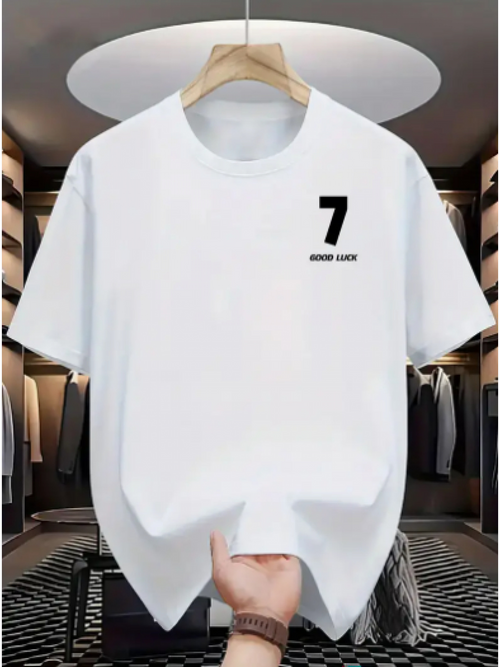 Men's Graphic T-Shirt Minimalist White Shirt With Black Number Detail Design