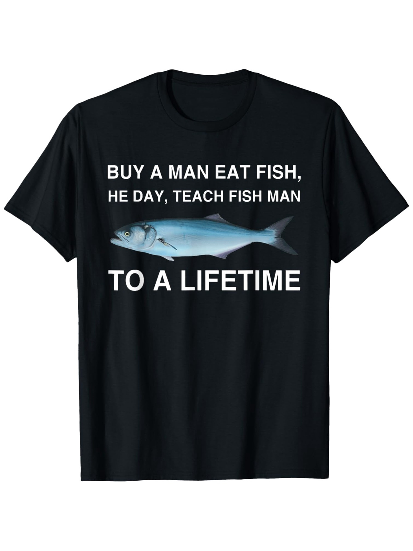 Men's Graphic T-Shirt Buy A Man Eat Fish With Realistic Blue Illustration Of Ocean Fish