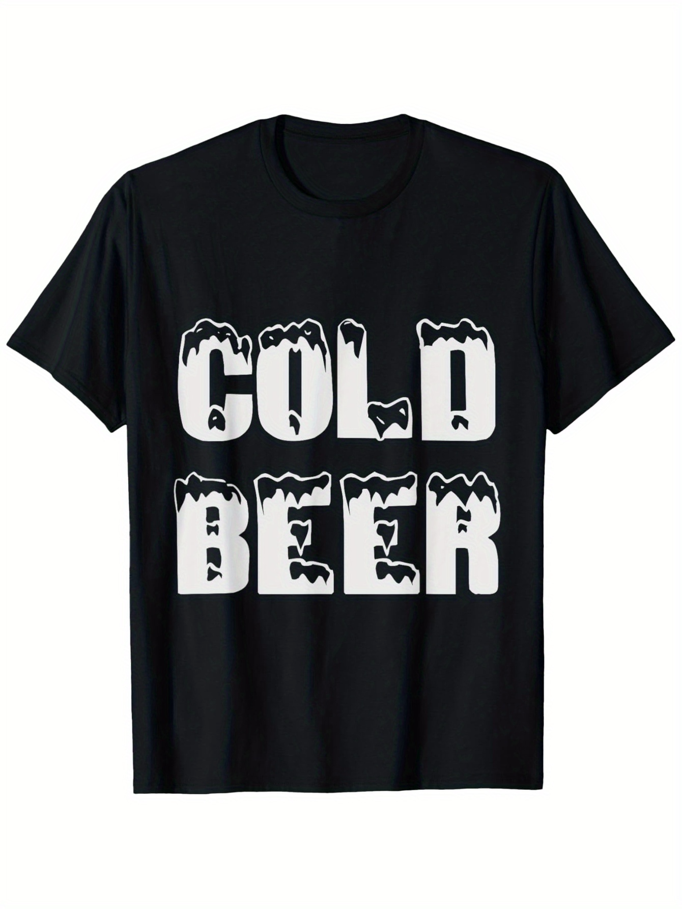 Men's Graphic T-Shirt Cold Beer Frosty Typography With Crisp Chilly Frozen Ice Effect