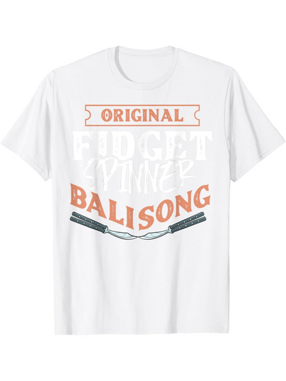 Men's Graphic T-Shirt Original Fidget Spinner With Folded Handle Balisong