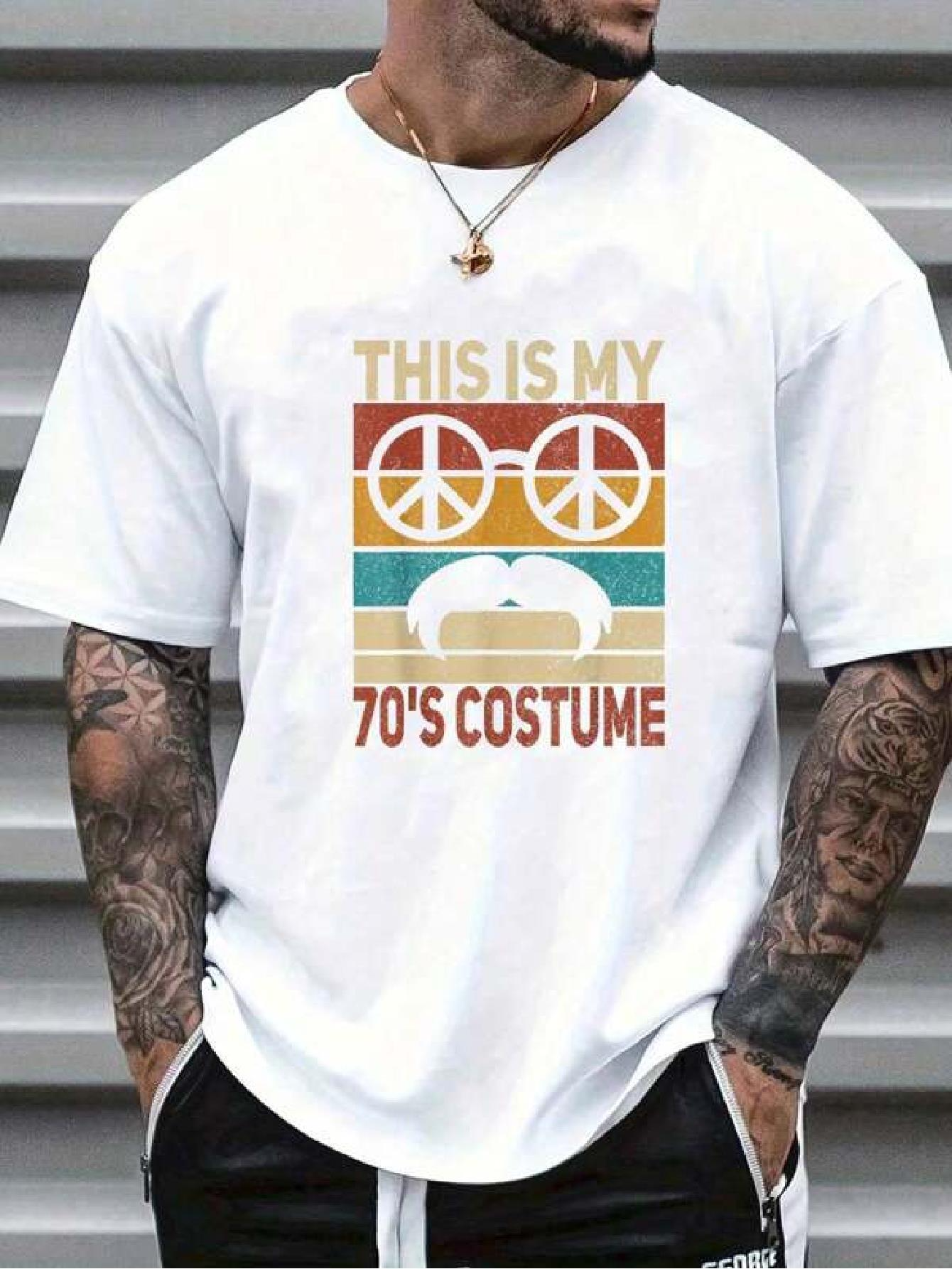 Men's Graphic T-Shirt This Is My Seventies Costume With Retro Sunglasses And Mustache