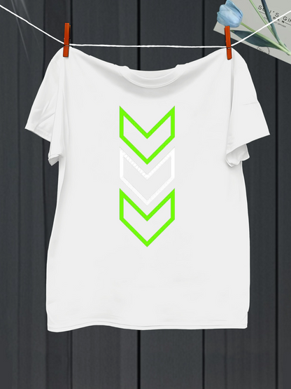 Men's Graphic T-Shirt Neon Accented Bold Chevrons With Minimalist Repetitive Arrow Graphics T Shirt