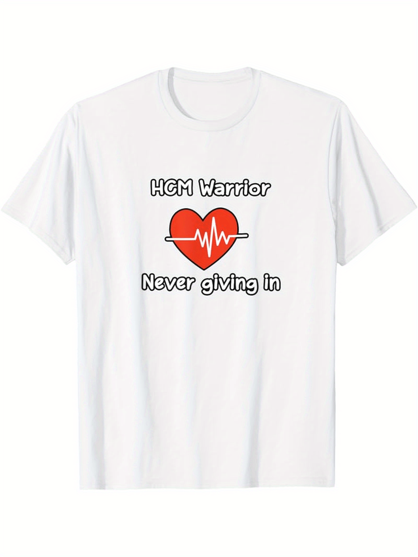 Men's Graphic T-Shirt HCM Warrior Heartbeat Line With Inspirational Slogan Among Red Heart