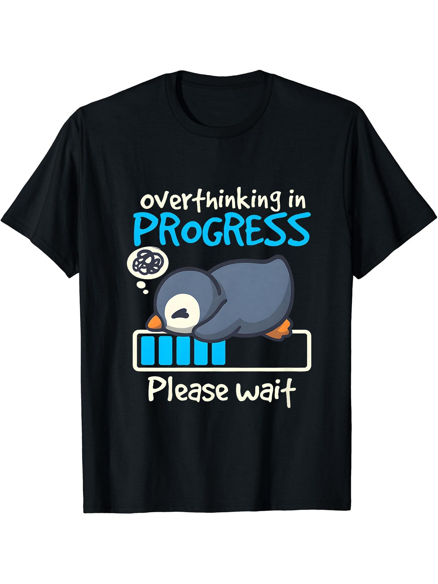 Men's Graphic T-Shirt Overthinking In Progress Cute Penguin With Loading Bar