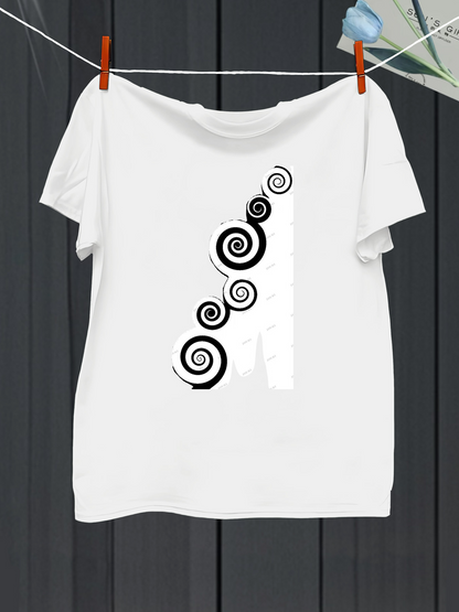 Men's Graphic T-Shirt Abstract Swirling Spirals Flowing Upward Amid Crisp White Cotton Tee