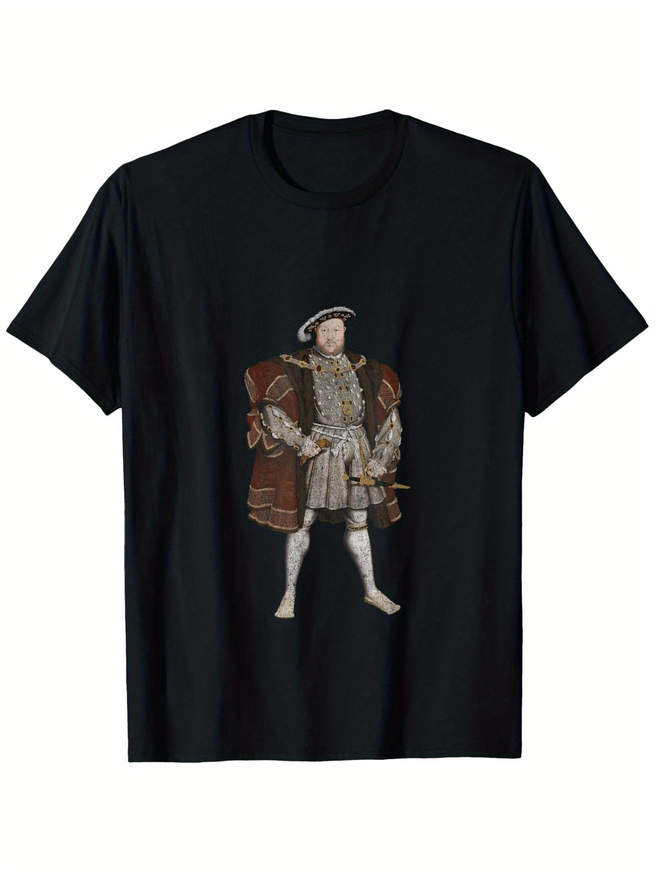 Men's Graphic T-Shirt Vintage Royal Clothing With Jewel Accents Depicting Majestic Noble Standing Man