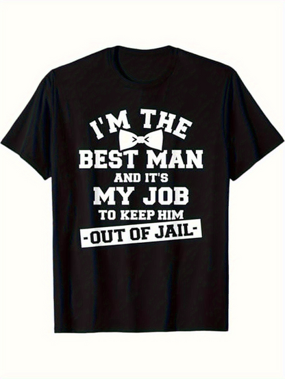 Men's Graphic T-Shirt Bold White Typographic Slogan Printed On Black Cotton Shirt