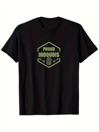 Men's Graphic T-Shirt Proud Iroquois Geometric Badge With Traditional Line Art Motif