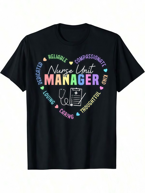Men's Graphic T-Shirt Loving Thoughtful Words With Colorful Stethoscope Heart Manager