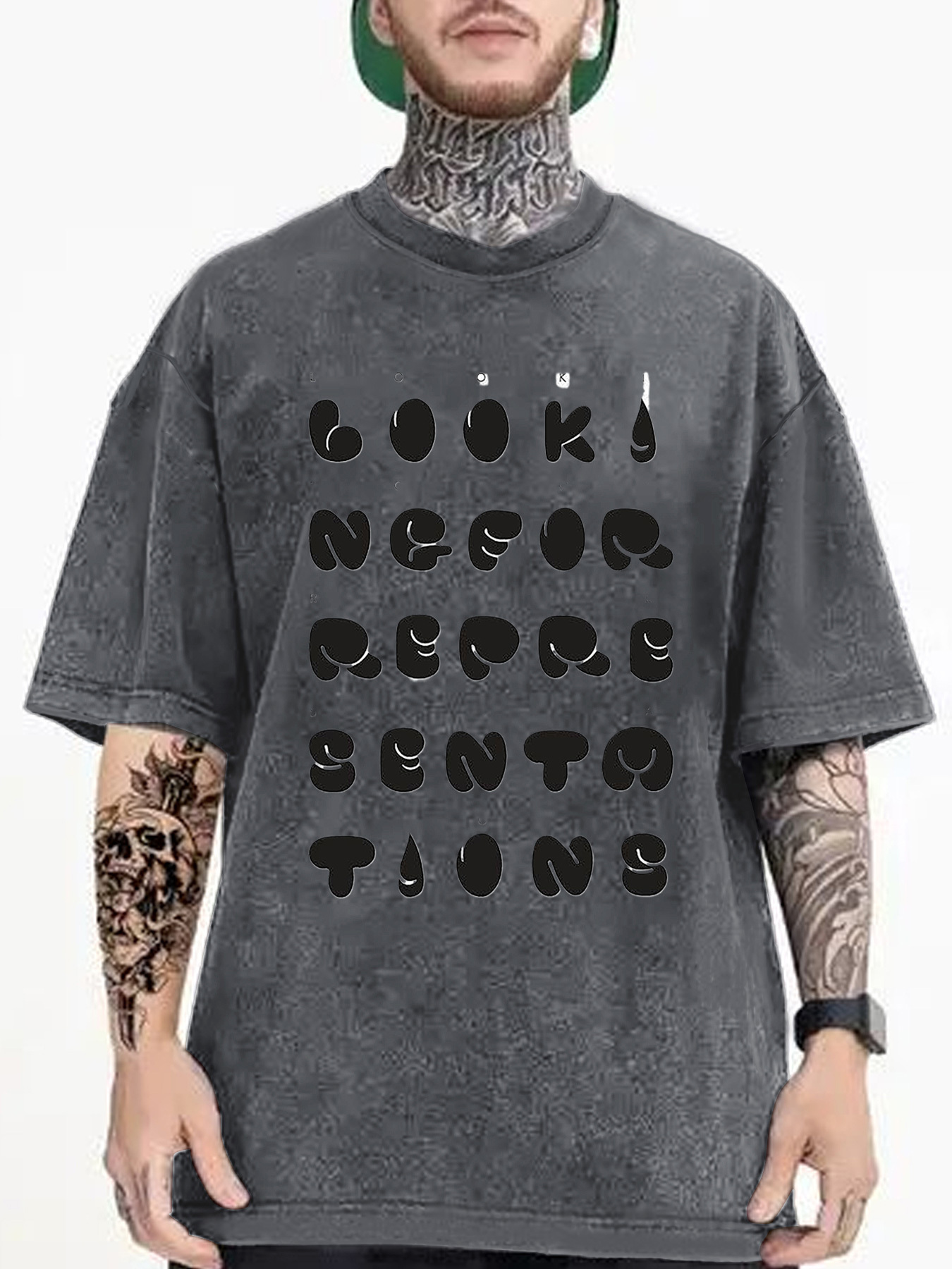 Men's Graphic T-Shirt Lookin For Representations Shadowy Soft Letters Abstract Typography
