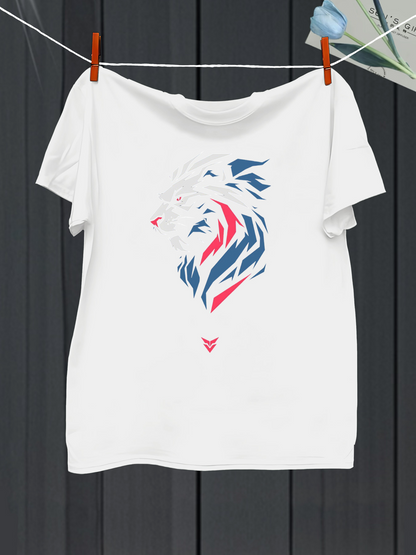 Men's Graphic T-Shirt Bold Dynamic Striped Brushwork Elements Shaping The Majestic Lion