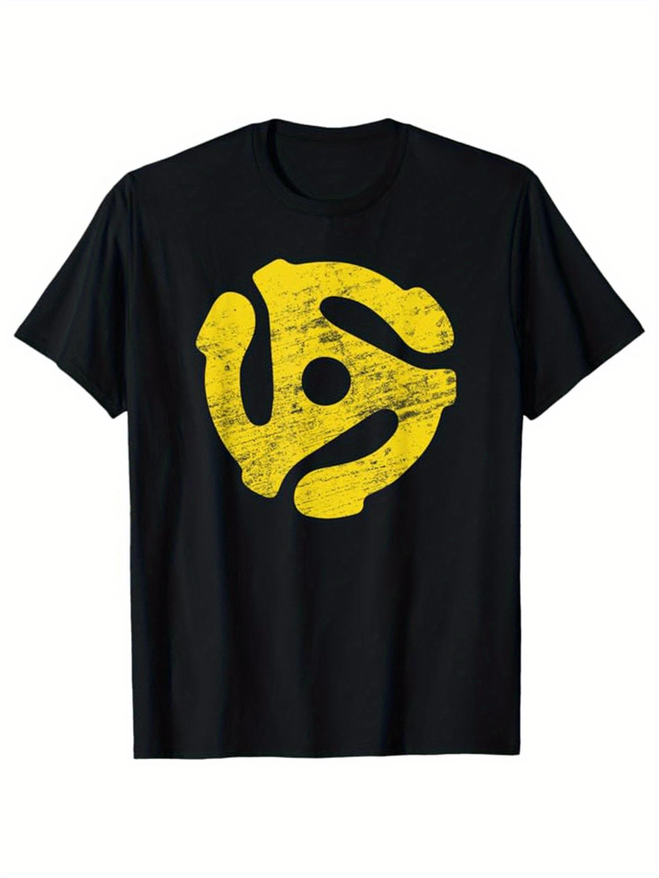 Men's Graphic T-Shirt Distressed Grunge Effect With Bright Yellow Adapter Design Centerpiece