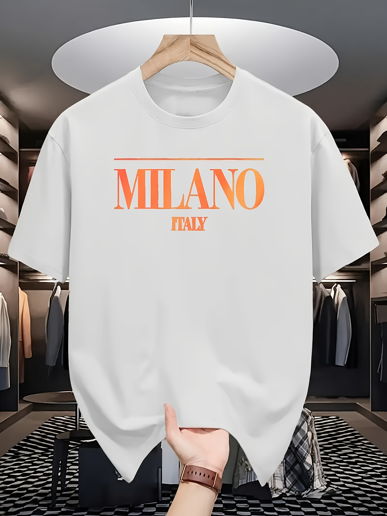 Men's Graphic T-Shirt Milano Italy Simple Bold Letters Fashion T Shirt