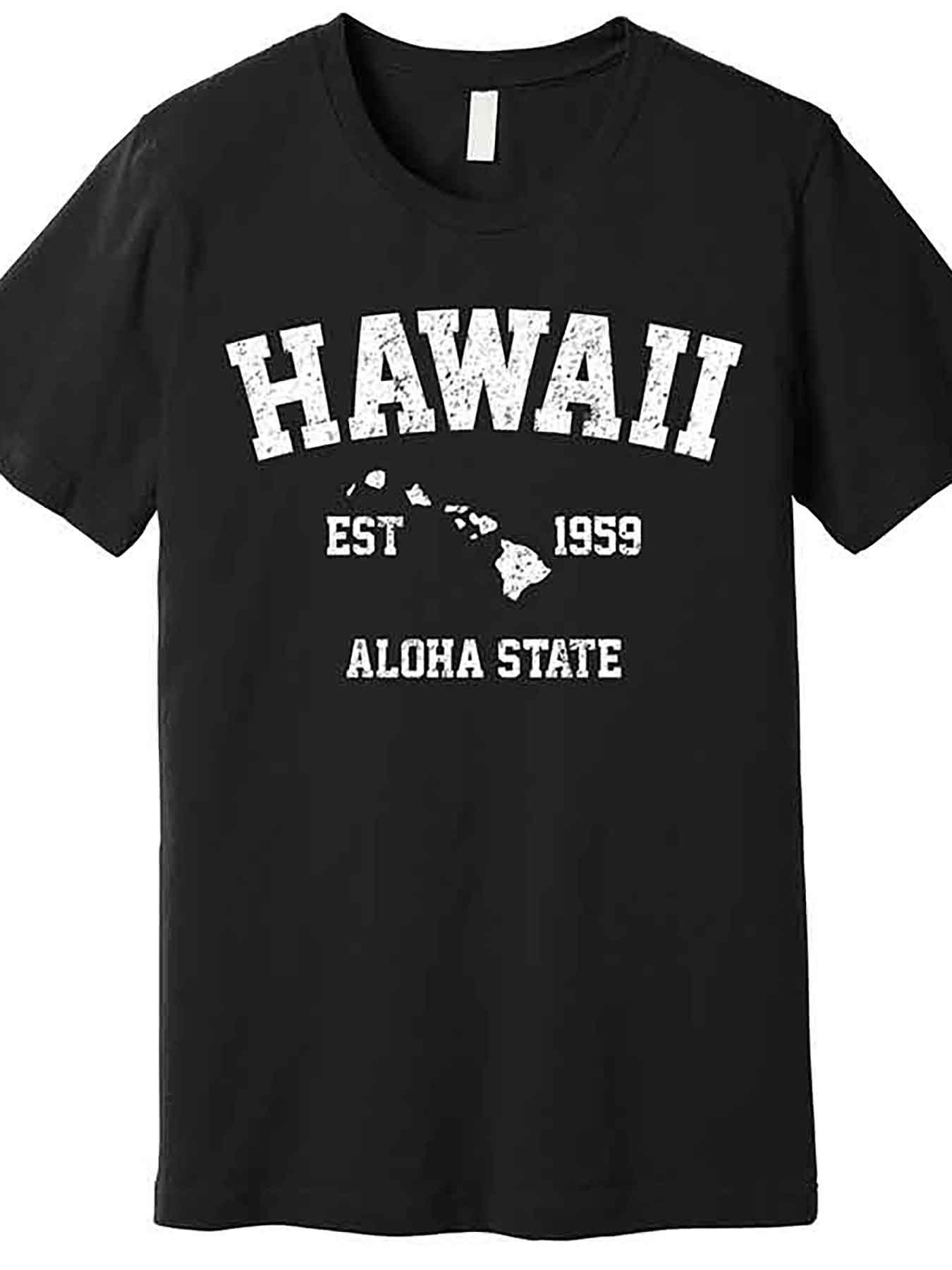 Men's Graphic T-Shirt Hawaii State Map With Established Date And Aloha Lettering