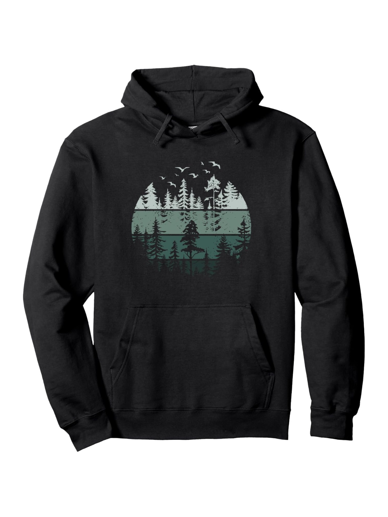 Men's Graphic Hoodie Serene Lake Reflections With Flying Birds Among Pine Trees Deer