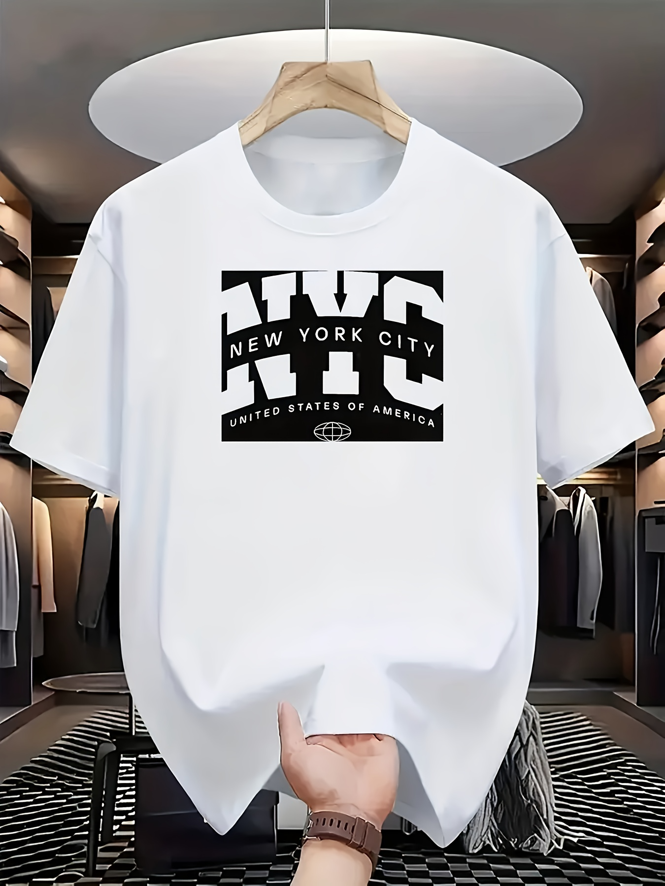 Men's Graphic T-Shirt New York City Letters Bold Large Urban USA Typography Tee