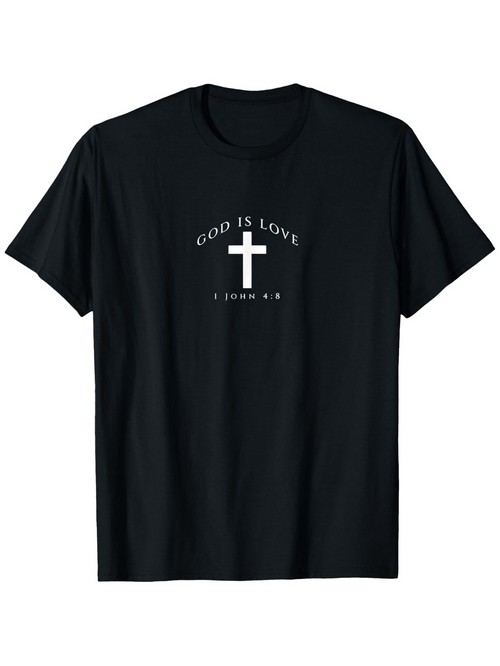 Men's Graphic T-Shirt God Is Love Simple Bold White Print Cross