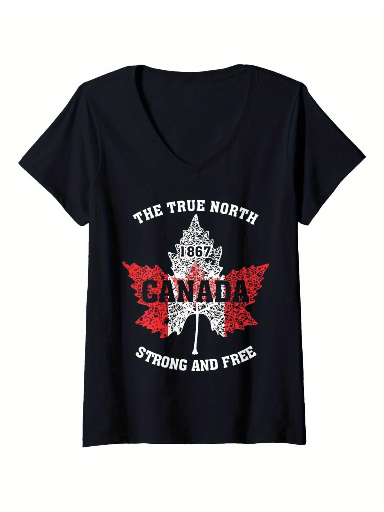 Men's Graphic T-Shirt The True North 1867 Canada Strong And Free Vintage Red Maple Leaf