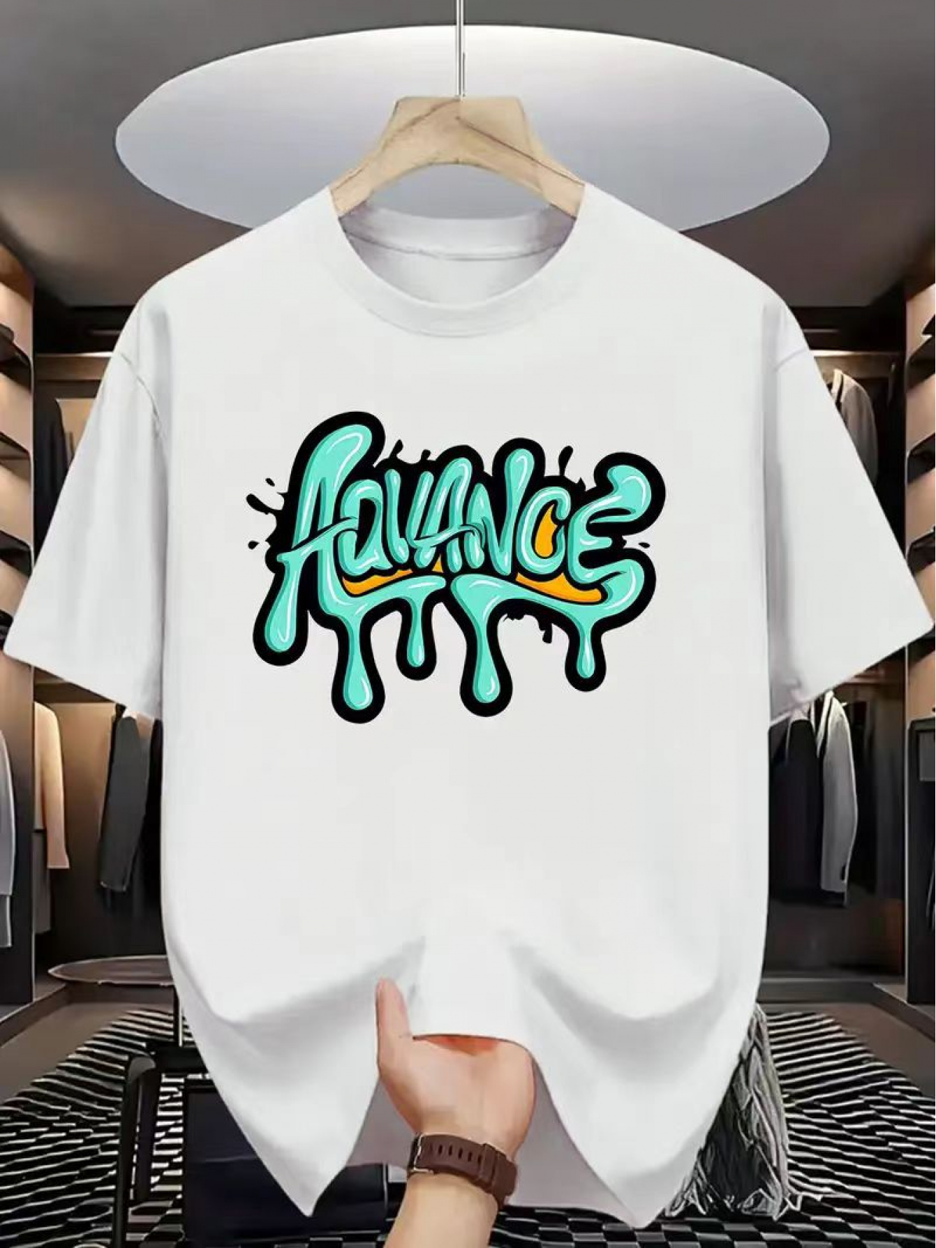 Men's Graphic T-Shirt Dripping Street Art With Graffiti Style Lettering Advance