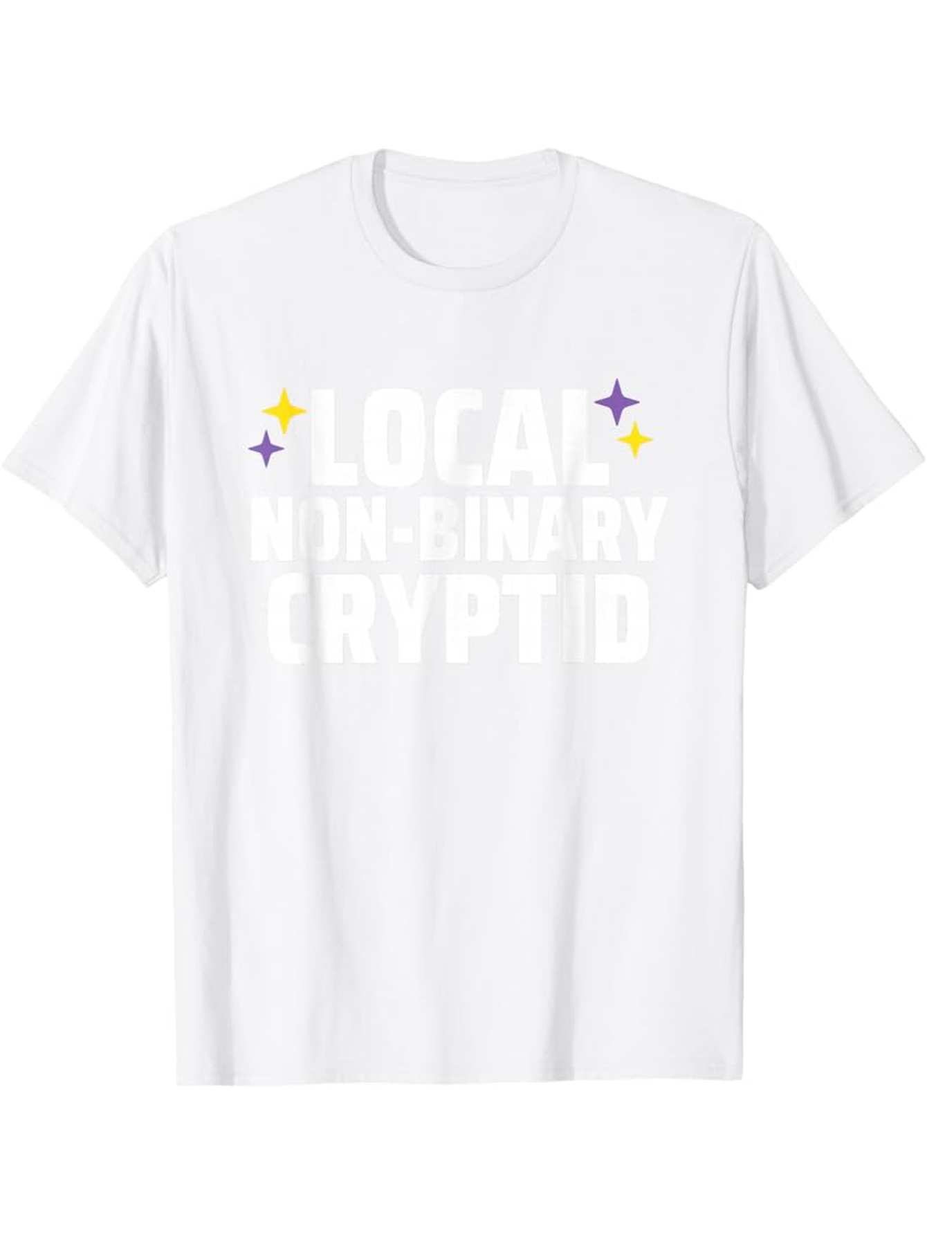 Men's Graphic T-Shirt Local Nonbinary Cryptid Colorful Stars With Bold Lettering