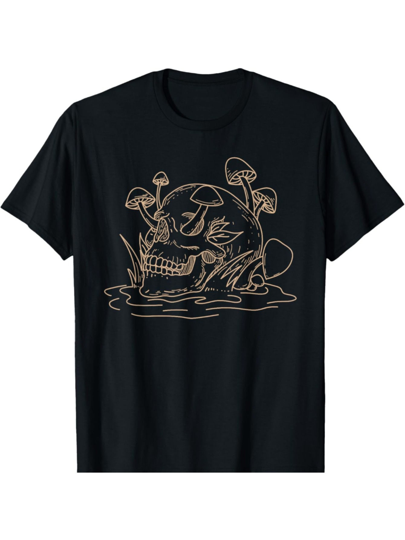 Men's Graphic T-Shirt Emerging Mushrooms With Nature Growing On Skull