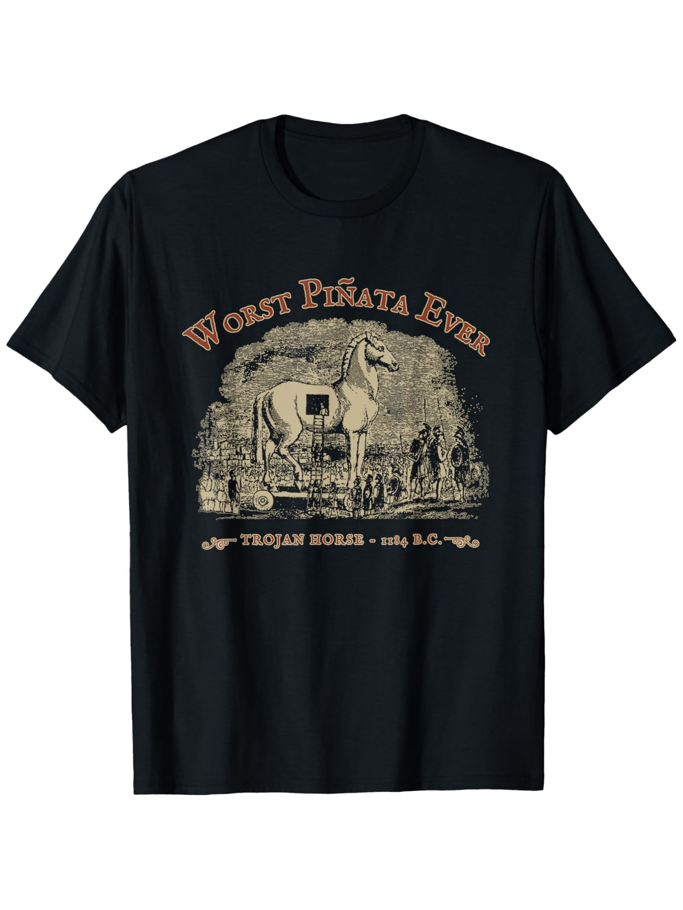Men's Graphic T-Shirt Worst Pinata Ever Ancient Greek Soldiers With Trojan Horse