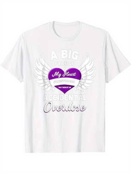 Men's Graphic T-Shirt A Big Piece Of My Heart With Wings Accidental Overdose Remembrance Shirt