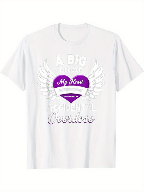 Men's Graphic T-Shirt A Big Piece Of My Heart With Wings Accidental Overdose Remembrance Shirt