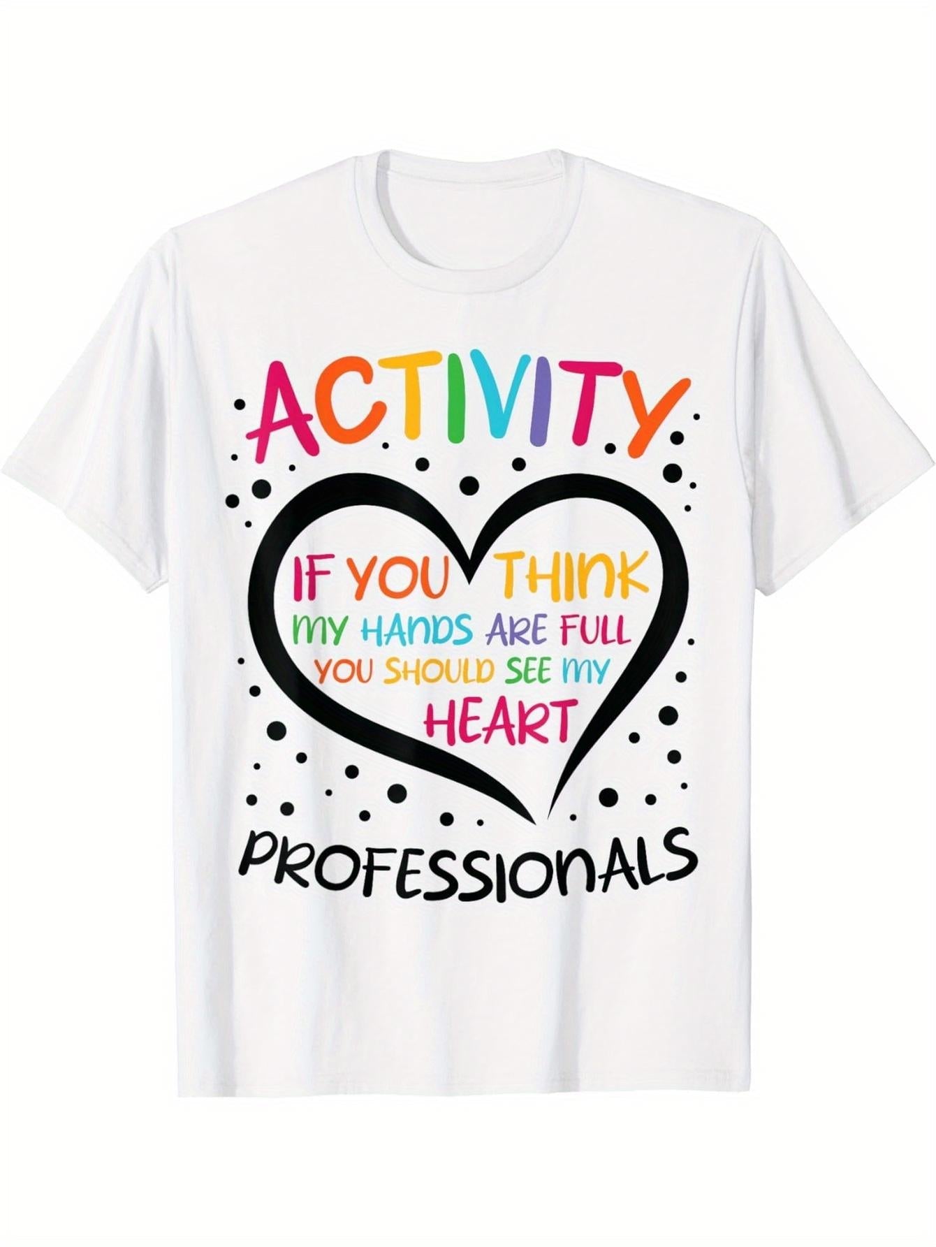 Women's Graphic T-Shirt Activity Professionals Colorful Heart With Inspirational Text And Playful Dots
