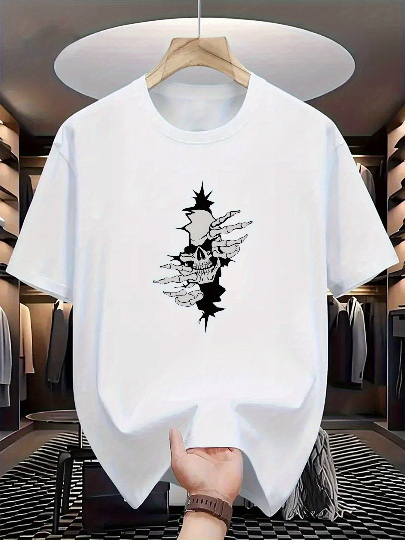 Men's Graphic T-Shirt Tattoo Art Hands Among Torn Shadows And Skulls