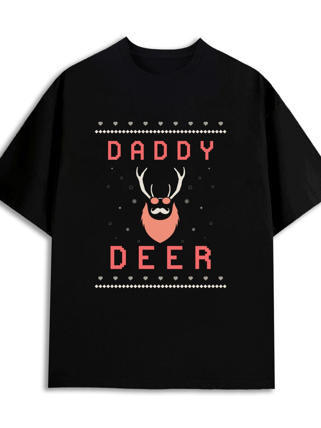 Men's Graphic T-Shirt Daddy Deer With Gentle Antlers And Stylized Beard Deer