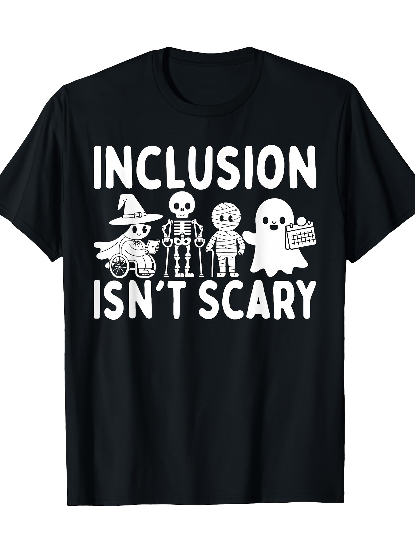 Men's Graphic T-Shirt Inclusion Isnt Scary Happy Halloween Friends And Ghost Characters