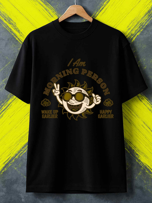 Men's Graphic T-Shirt I Am Morning Person Sun With Sunglasses And Peace Hand Gesture Graphic