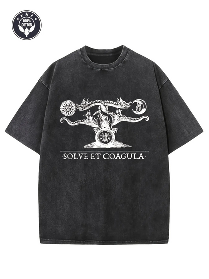 Men's Graphic T-Shirt Solve Et Coagula Mystical Symbols Surrounding Occult Duality Goat