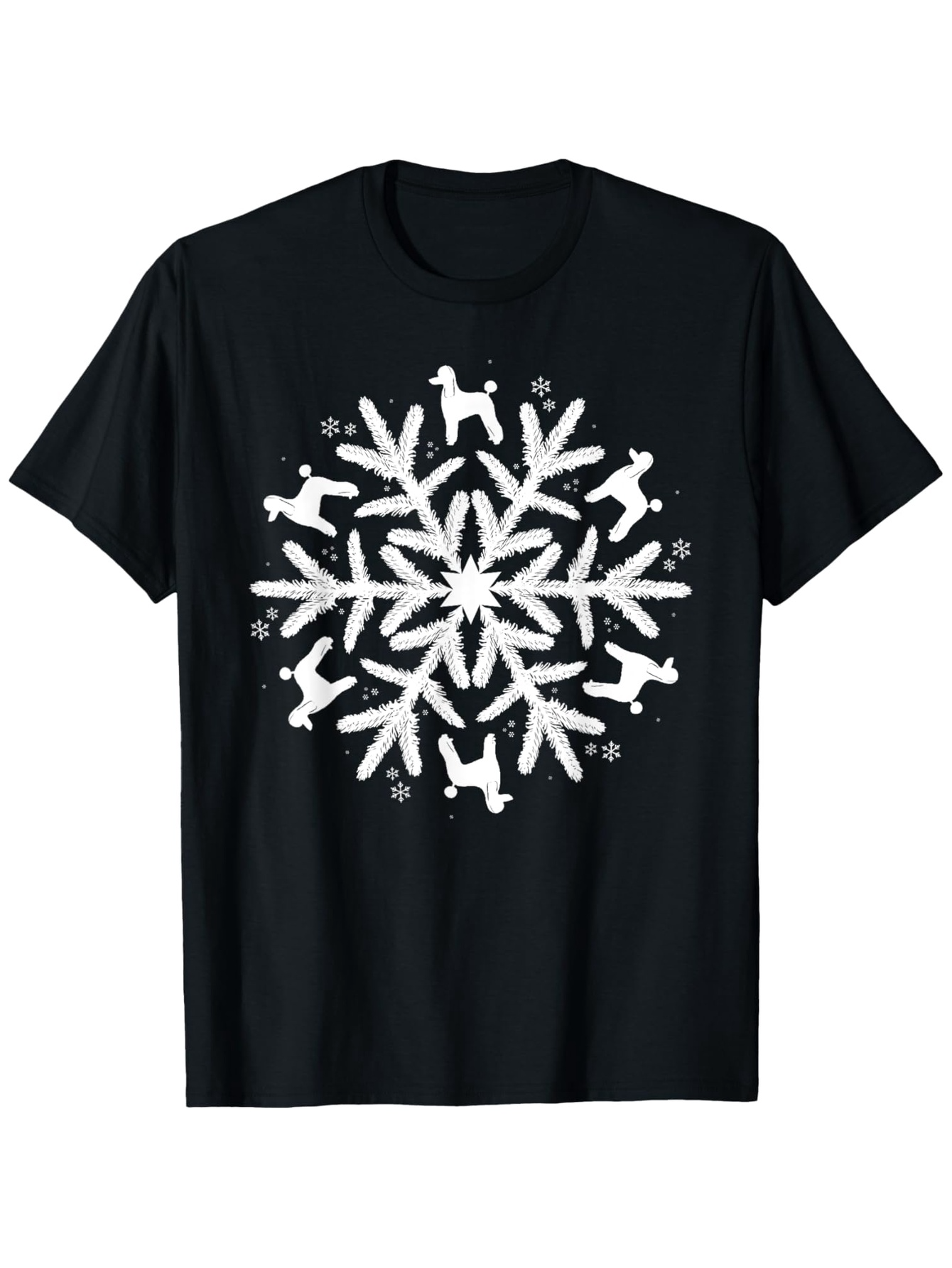 Men's Graphic T-Shirt Playful Dogs And Elegant Snowflake Pattern Centerpiece Snowflake