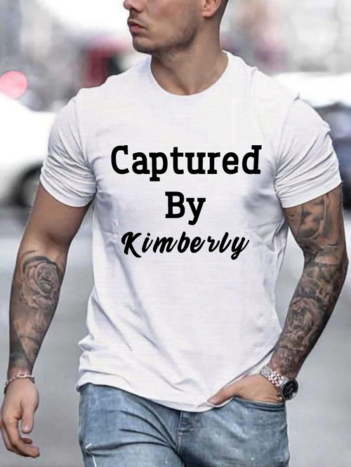 Men's Graphic T-Shirt Captured By Kimberly Stylish Script Text On Classic White T Shirt