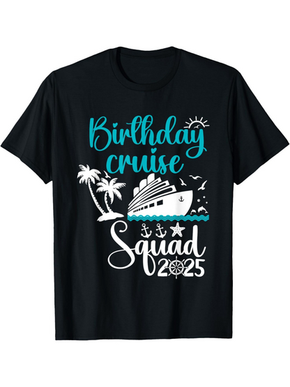 Men's Graphic T-Shirt Birthday Cruise Squad With Tropical Palms Stars Ship And Sun